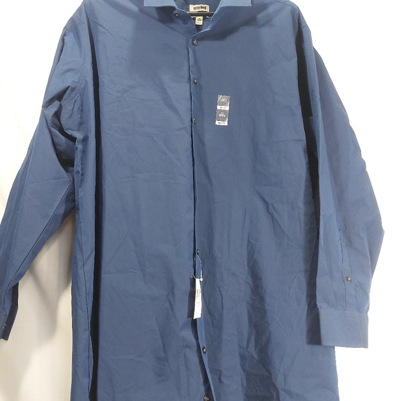 NWT Kenneth Cole Unlisted Dark Blue Button Up Dress Shirt, Tall 20 35/36 - Picture 3 of 15